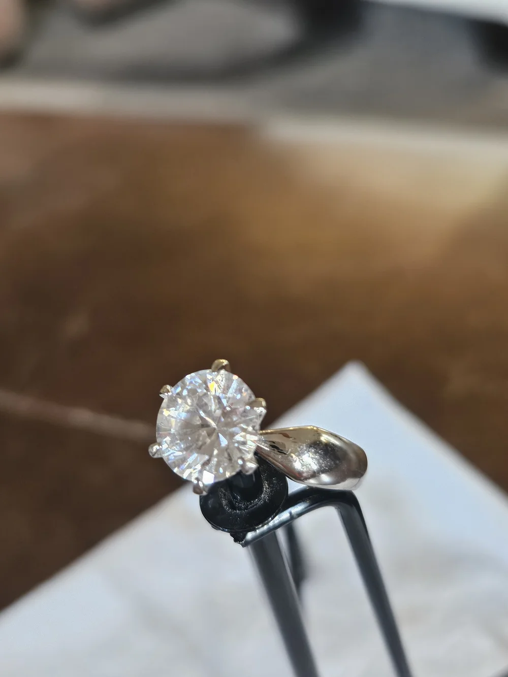 Classic Silver Solitaire Ring with Clear Stone. Stunner!!!!